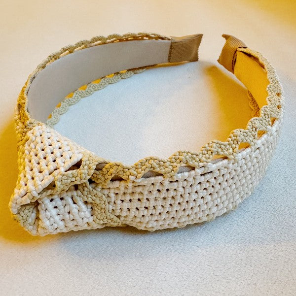 White Crochet Edge Headband