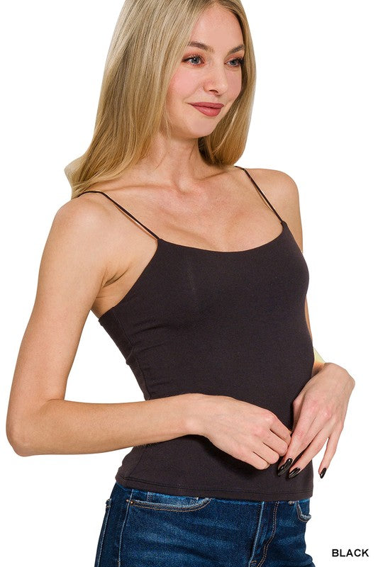 Black Double Layered Spaghetti Cami