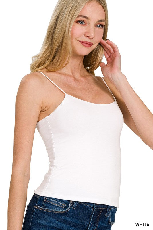 White Double Layered Spaghetti Cami