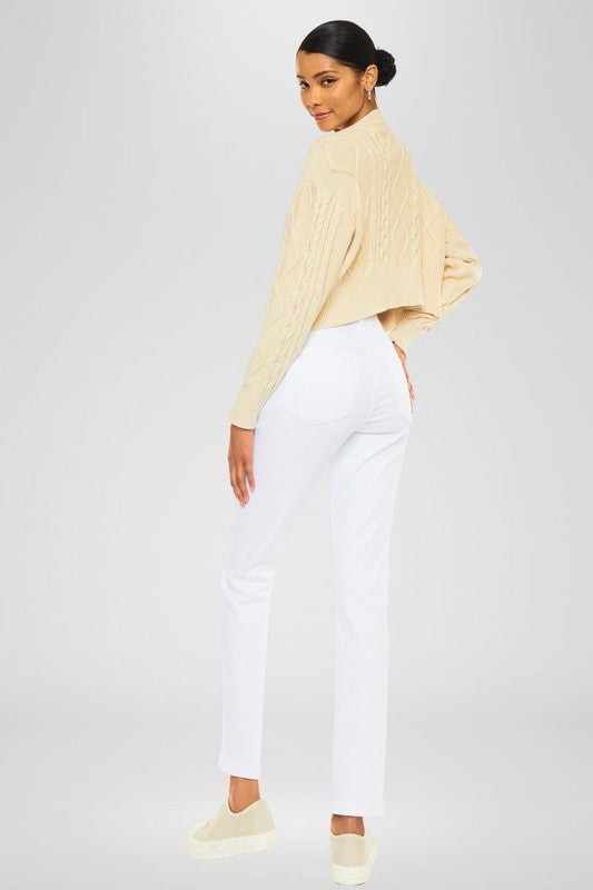 Kancan High Rise Slim White Straight Leg Jeans