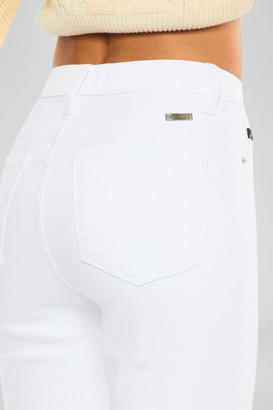 Kancan High Rise Slim White Straight Leg Jeans