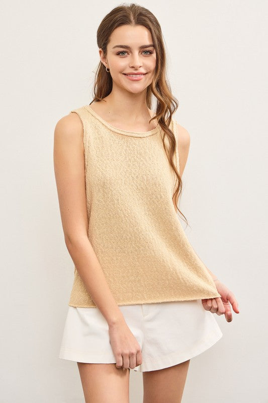 Natural Crew Neck Sweater Sleeveless Top