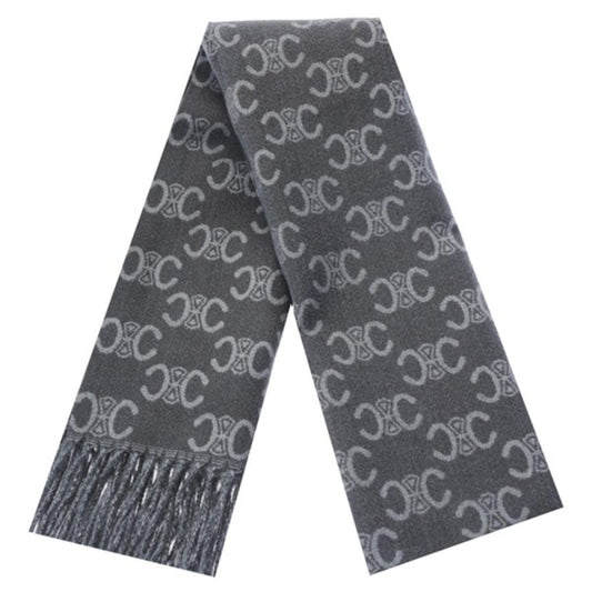 Gray scarf with a pattern on a white background