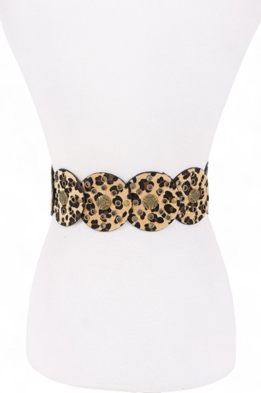 Faux Leather Animal Print Western Statement Belt