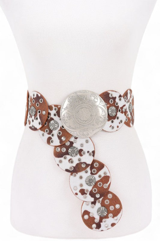Faux Leather Animal Print Western Statement Belt