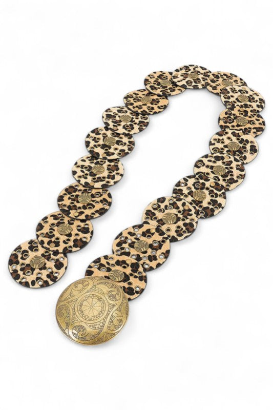 Faux Leather Animal Print Western Statement Belt