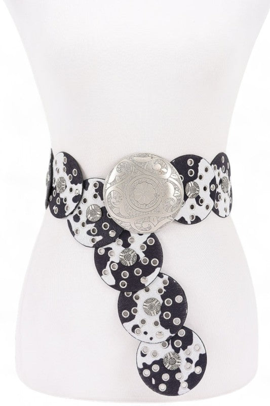 Faux Leather Animal Print Western Statement Belt