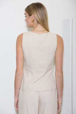 Like A Boss Linen Button Up Vest (Pre-Order Today)