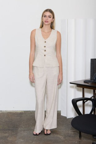Like A Boss Linen Button Up Vest (Pre-Order Today)