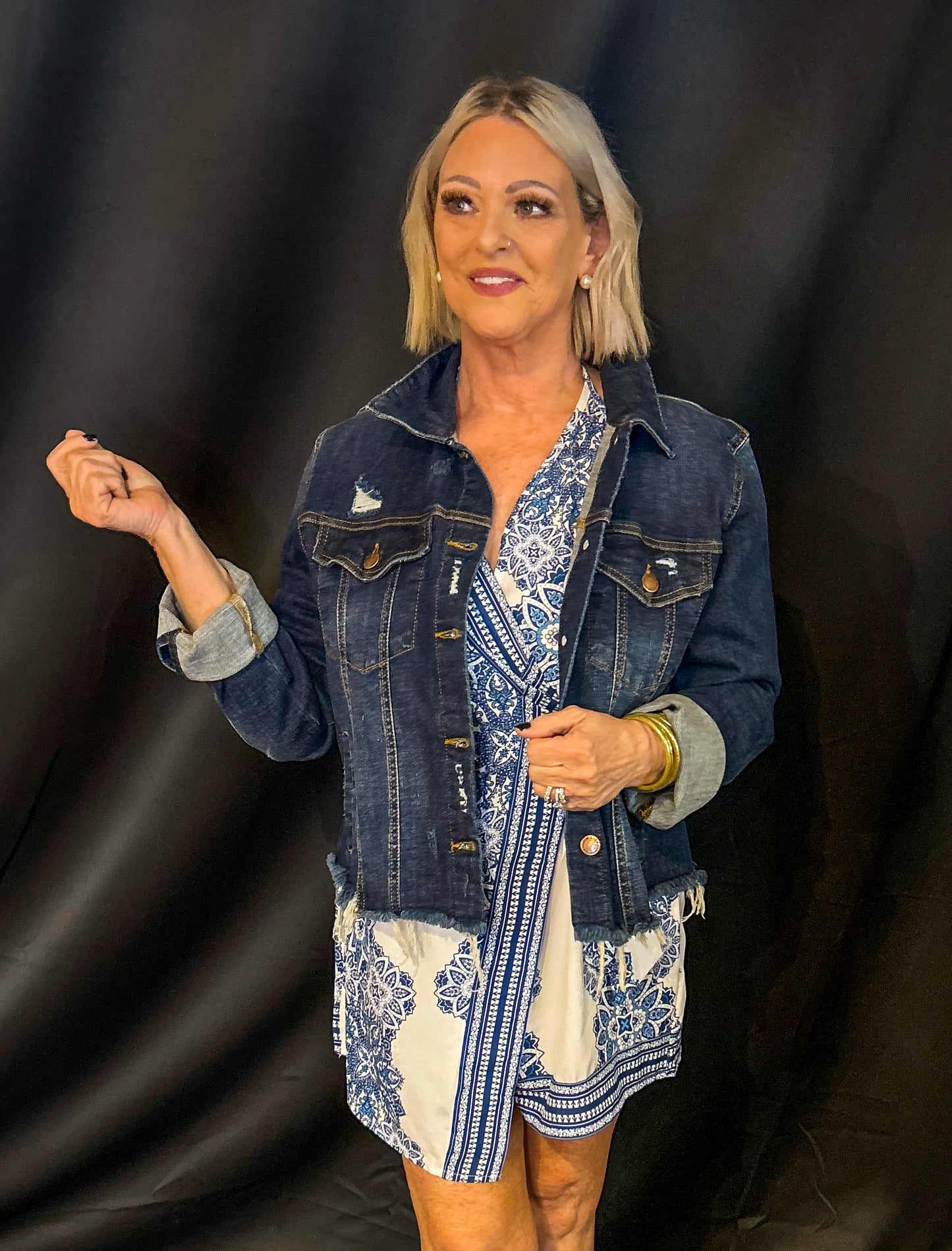 Cue The Chic Faux Wrap Romper