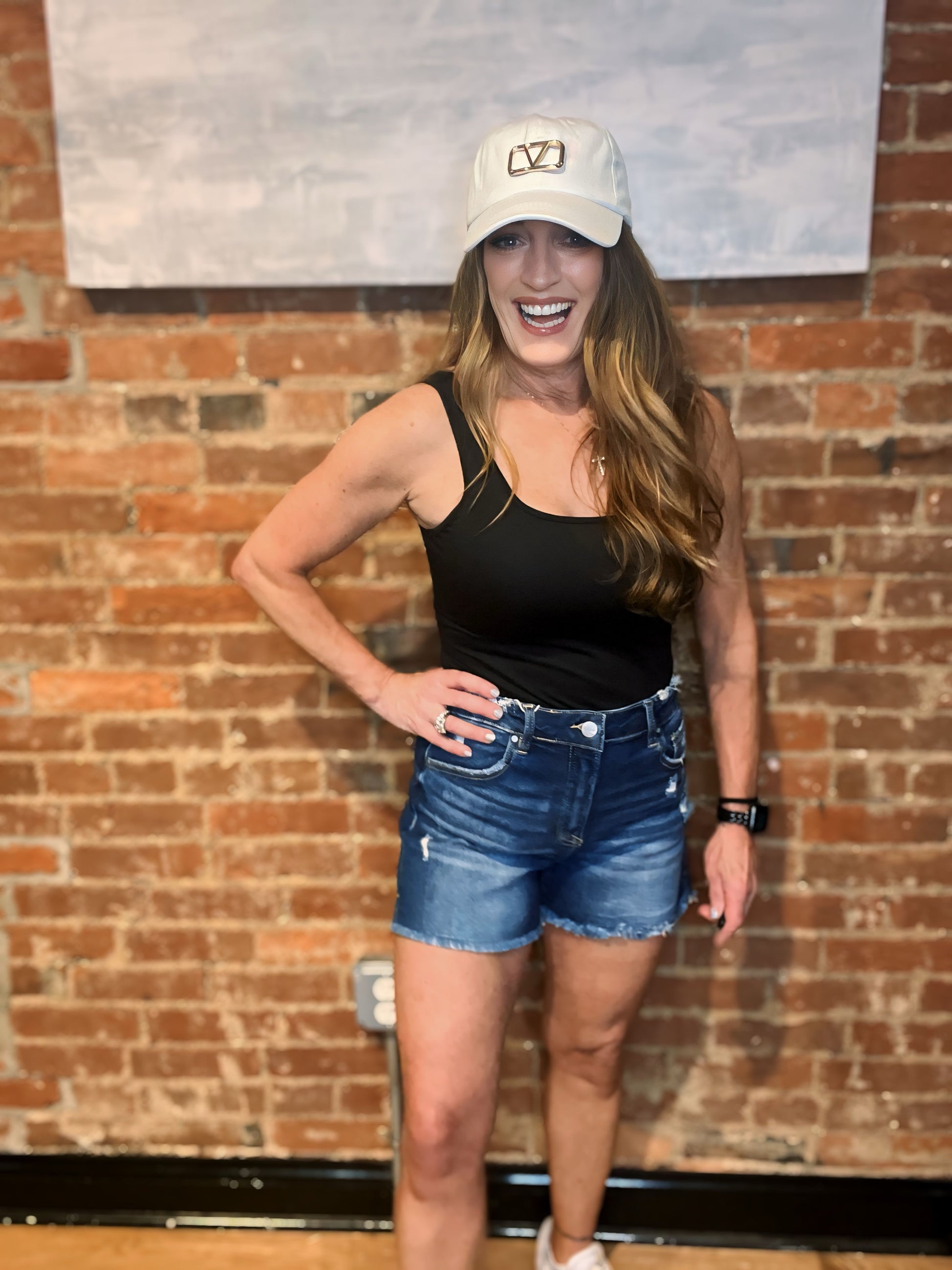 Risen Mid Rise Distressed Denim Shorts