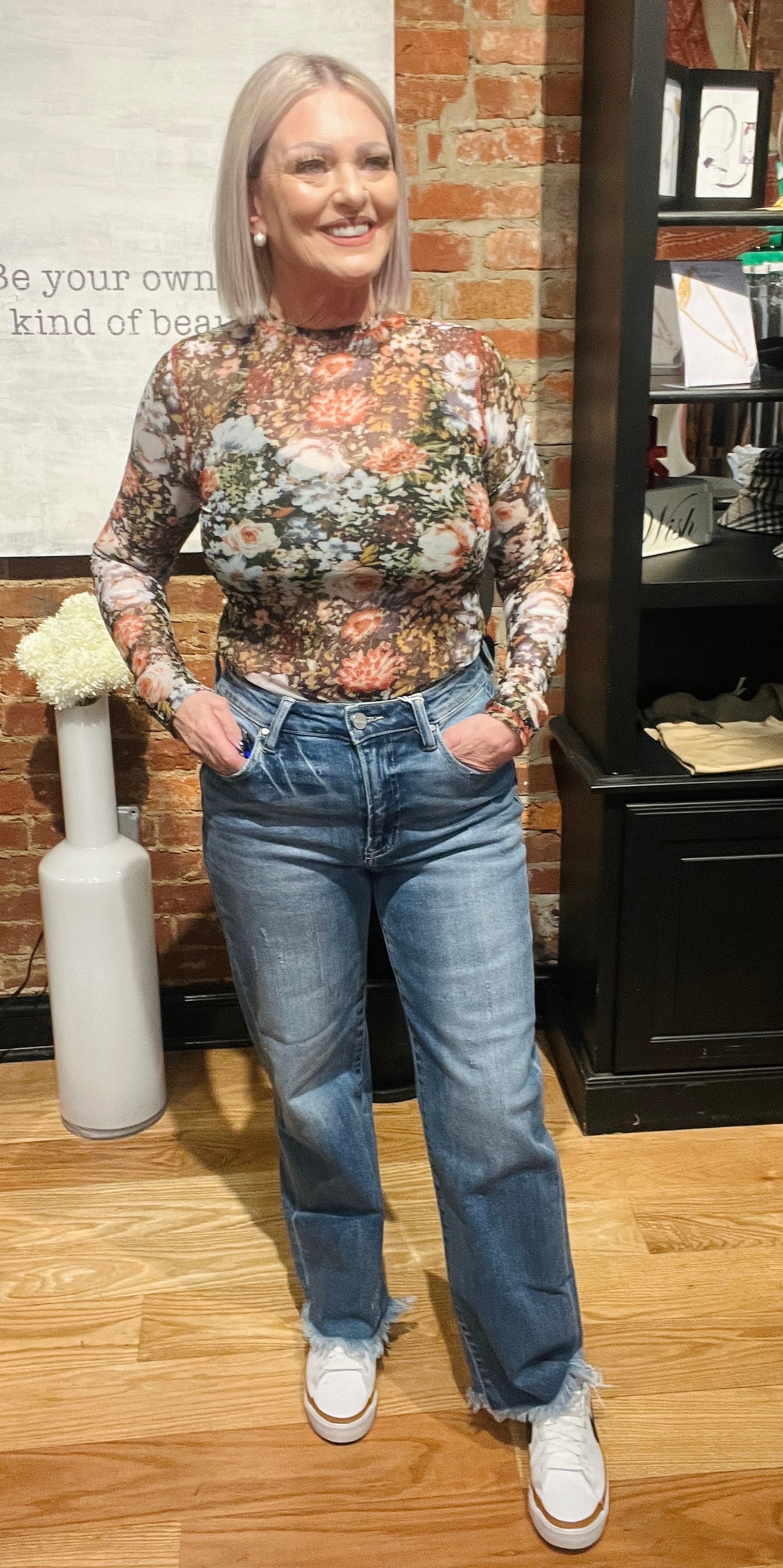 RISEN High Rise Crop Frayed Hem Jeans