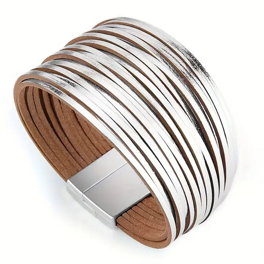 Striking Confidence Leather Wrap Bracelet