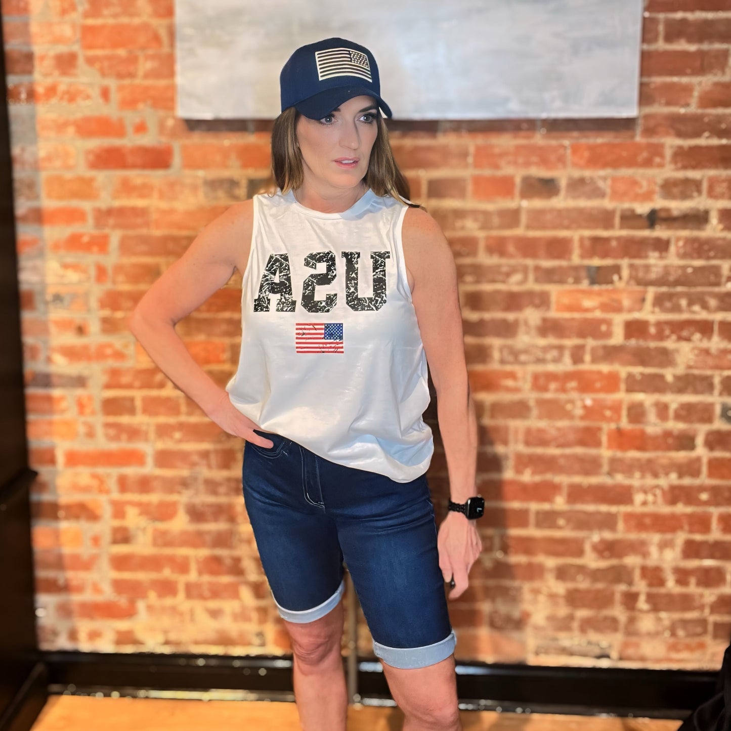 Kancan Mid Rise Dark Denim Bermuda Shorts