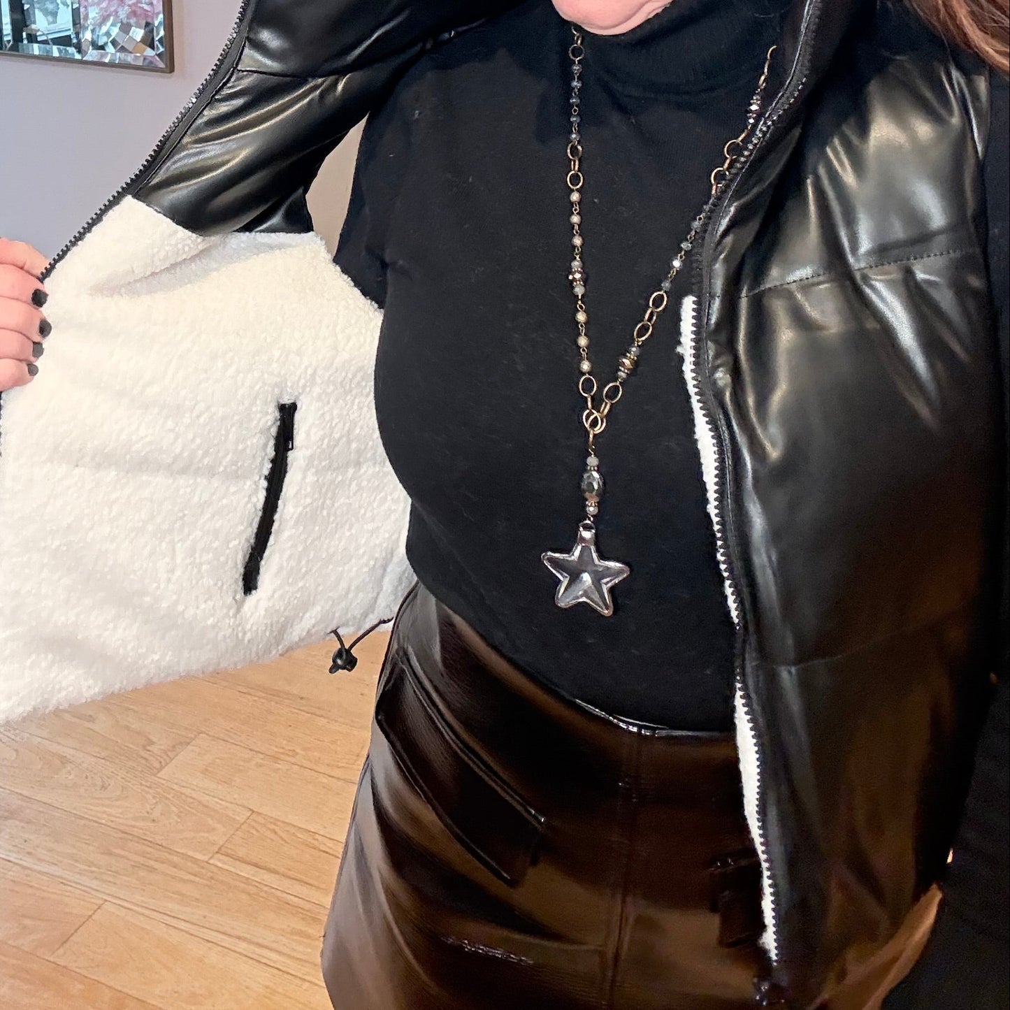 Wintertime Crush Reversible Leather Sherpa Vest