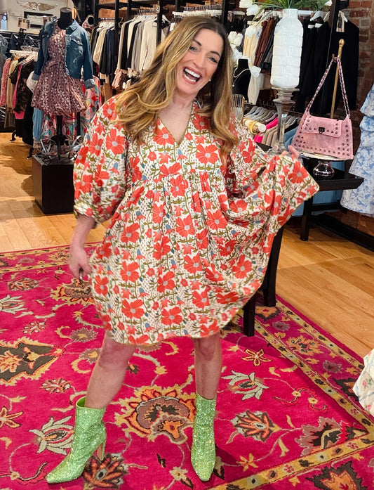 Express Yourself Floral Print Babydoll Dress