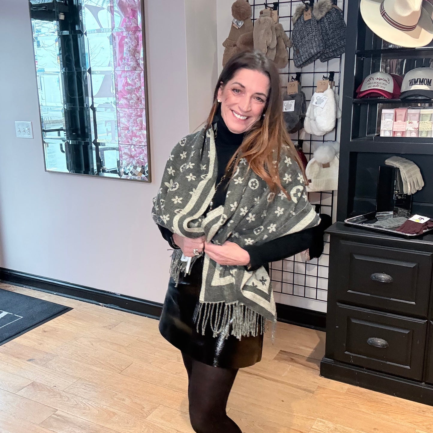 Designer Inspired Monogram Pattern Scarf