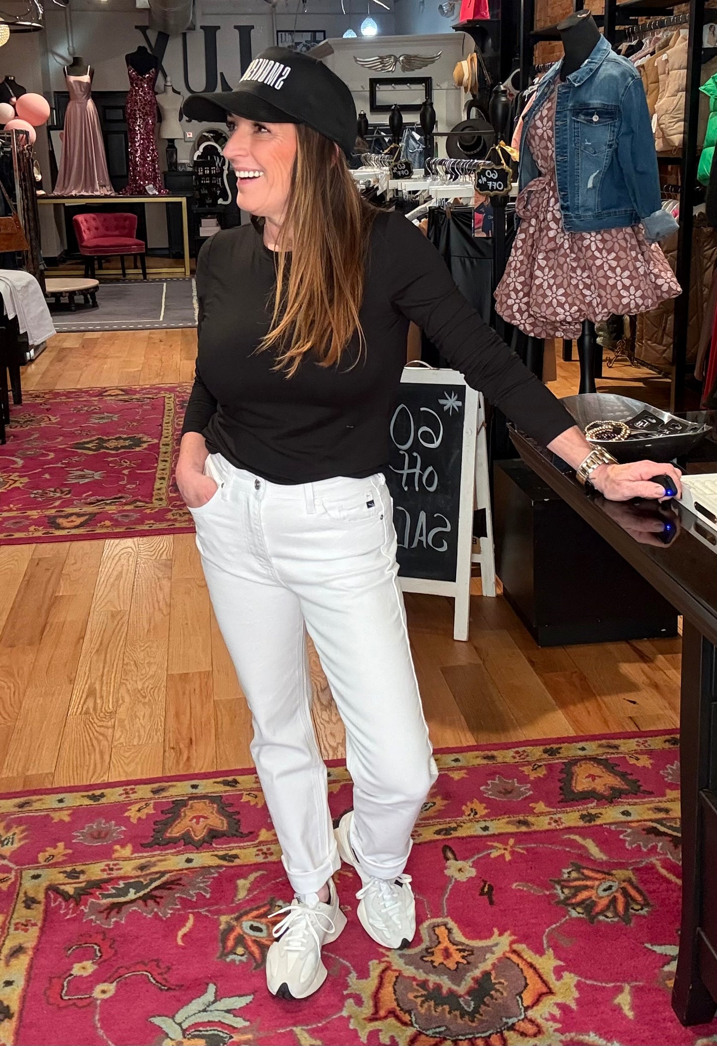 Kancan High Rise Slim White Straight Leg Jeans