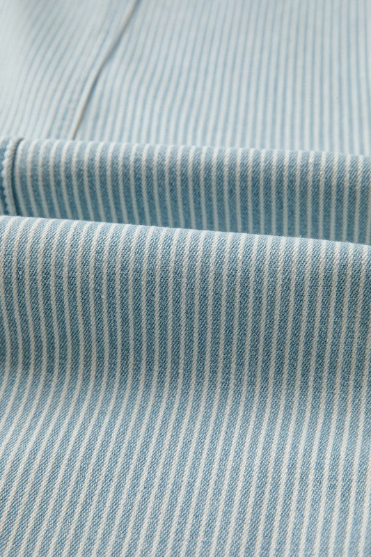 Close-up of blue and white striped fabric