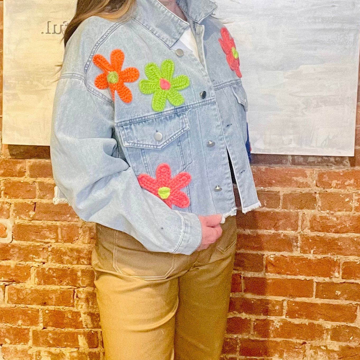 Flower Embroidered Denim Jacket