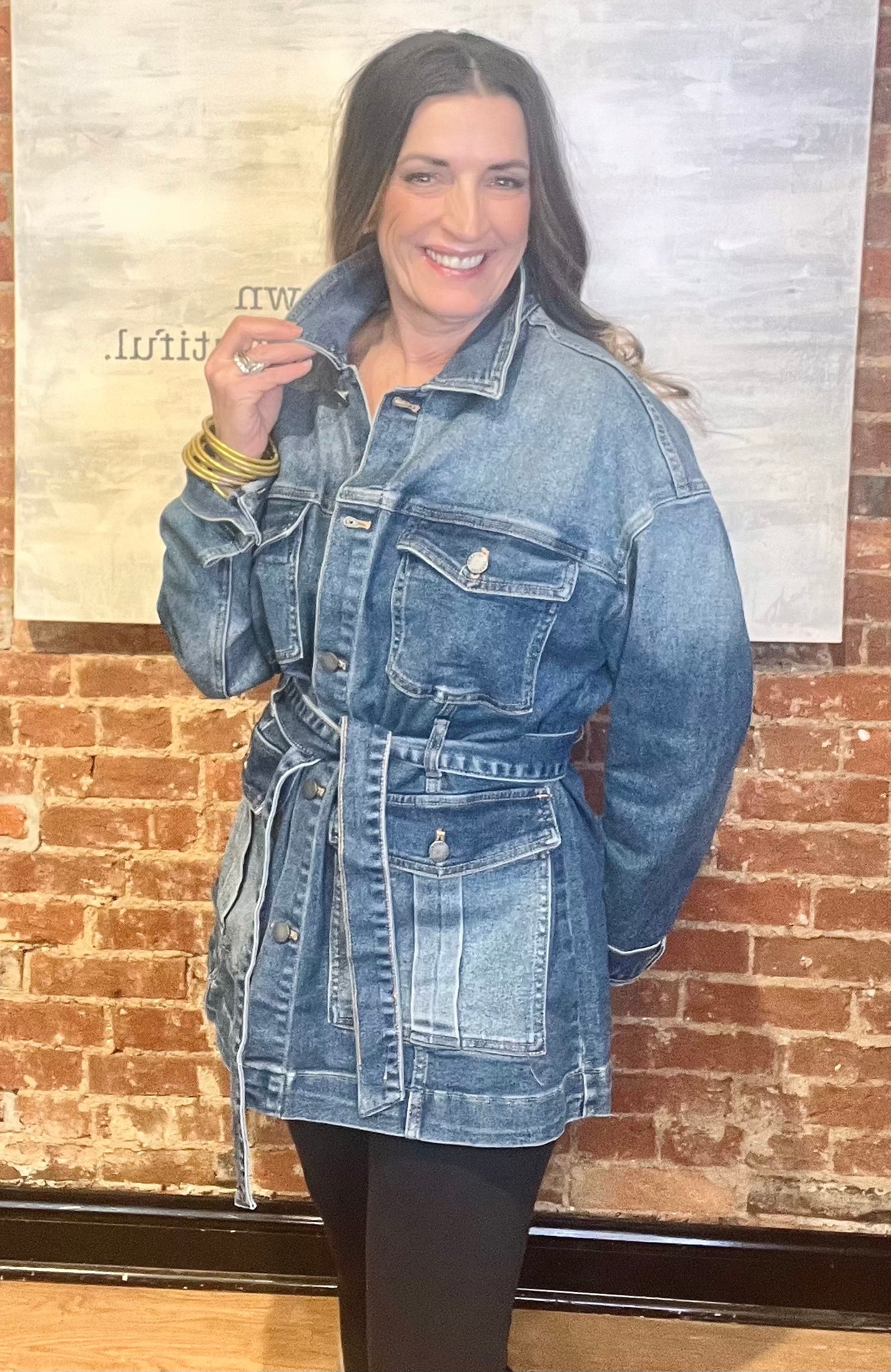 Medium Denim Belted Jacket