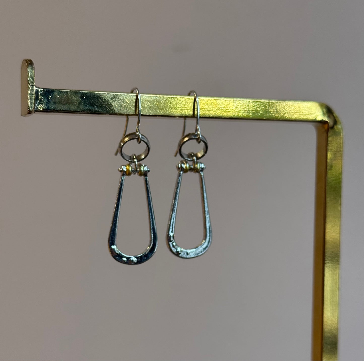 Gold and Silver Rustic Dangle Earrings