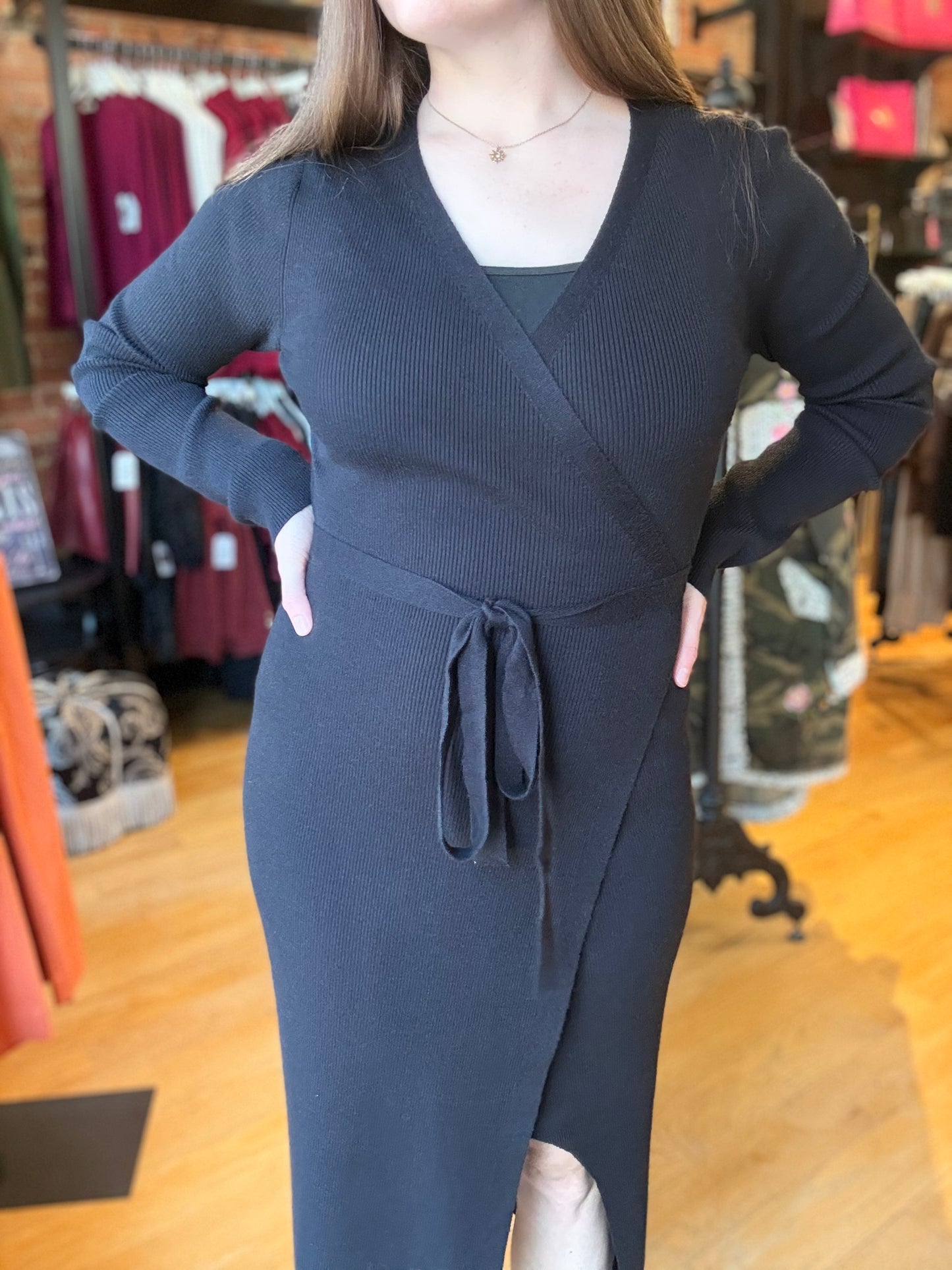 Breezy Wandering Long Sleeve Wrap Dress