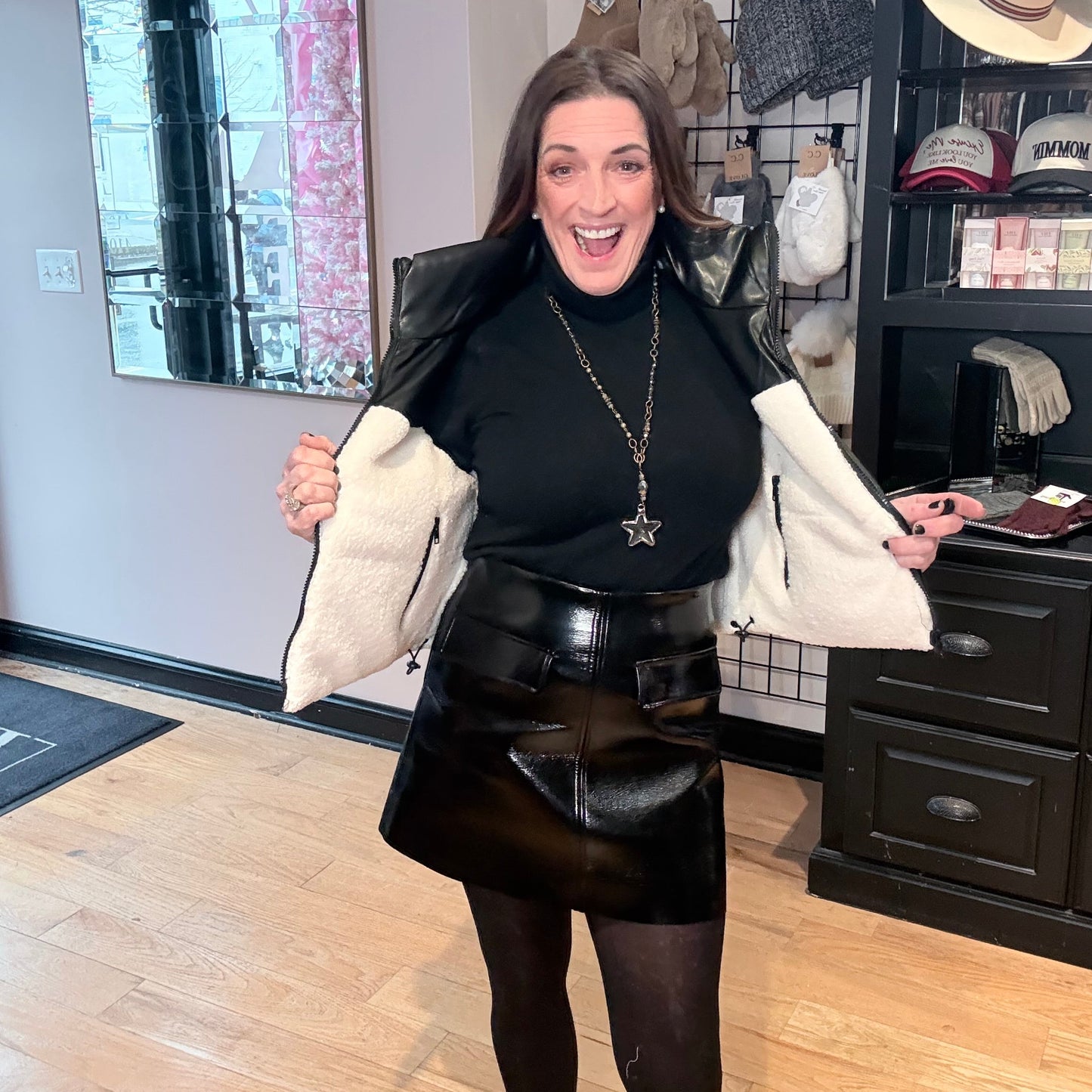 Wintertime Crush Reversible Leather Sherpa Vest