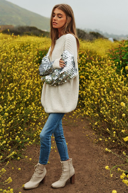 Save the Sequin Knit Sweater Top