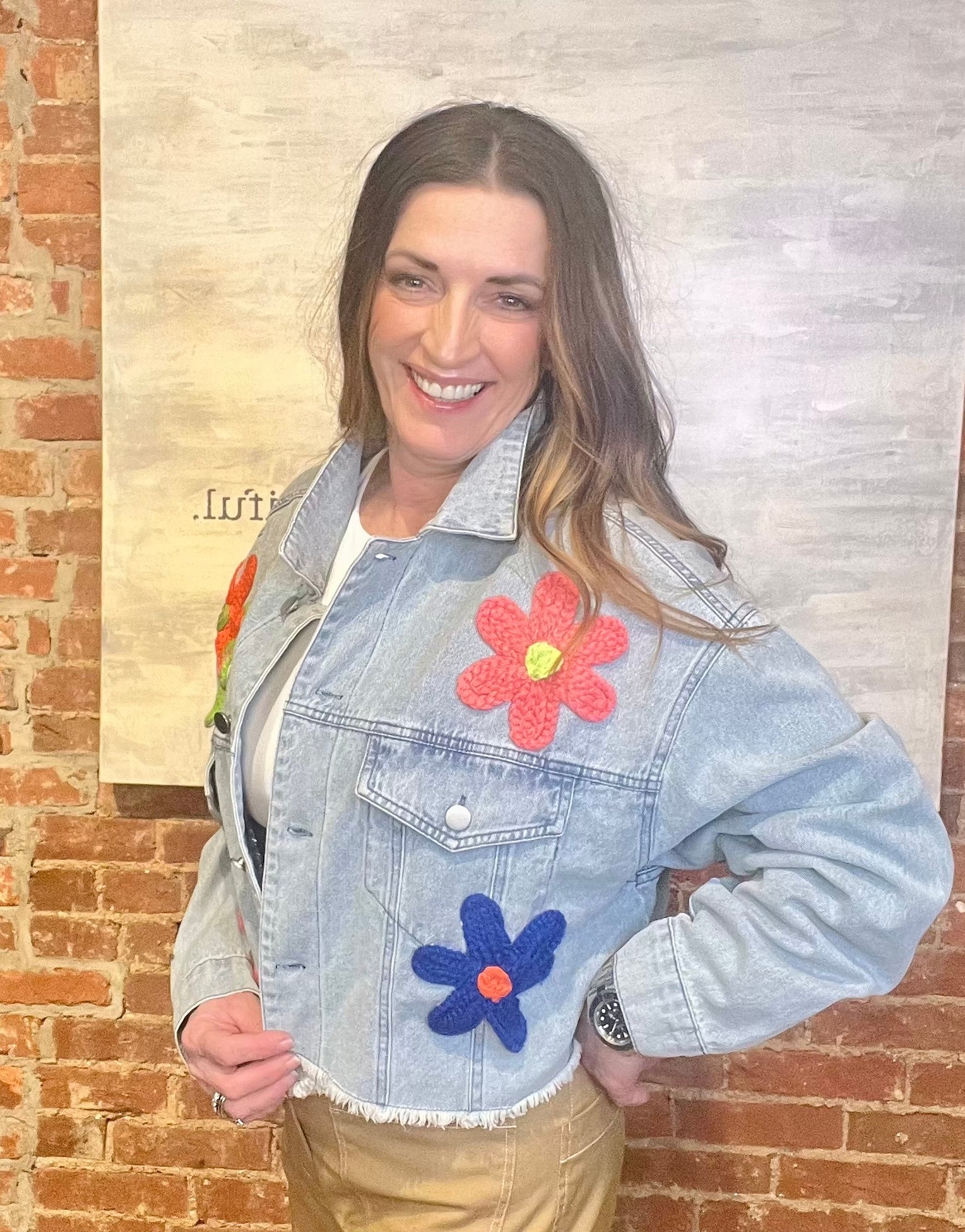 Flower Embroidered Denim Jacket