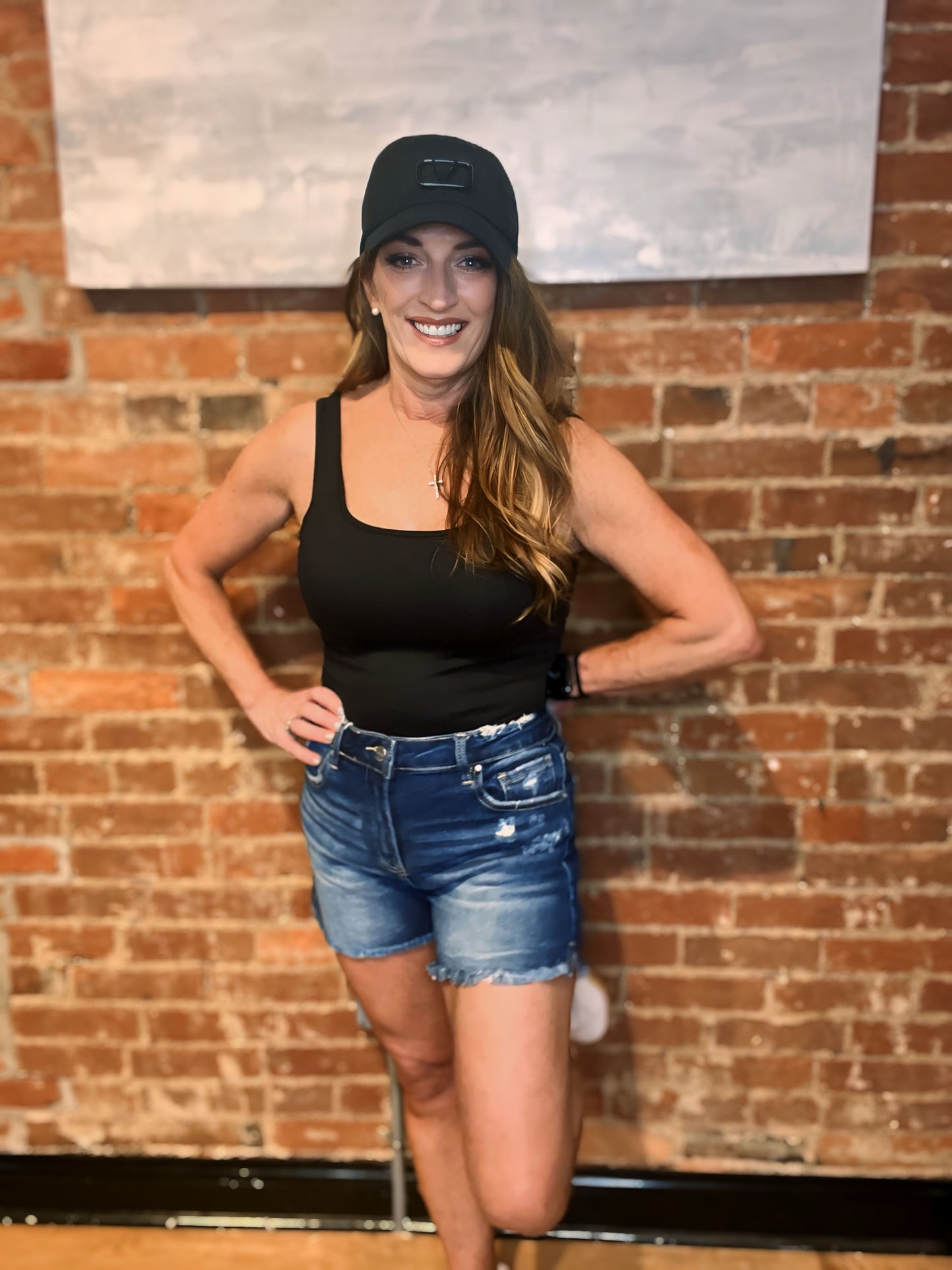 Risen Mid Rise Distressed Denim Shorts