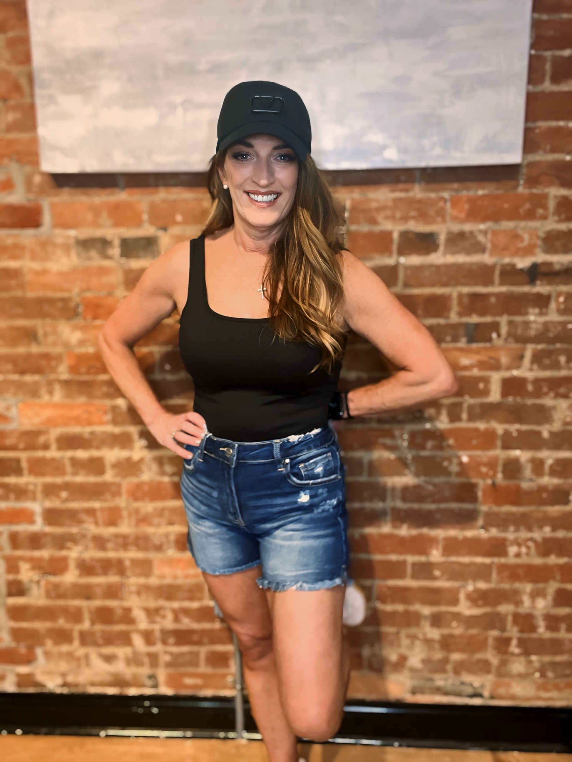 Risen Mid Rise Distressed Denim Shorts