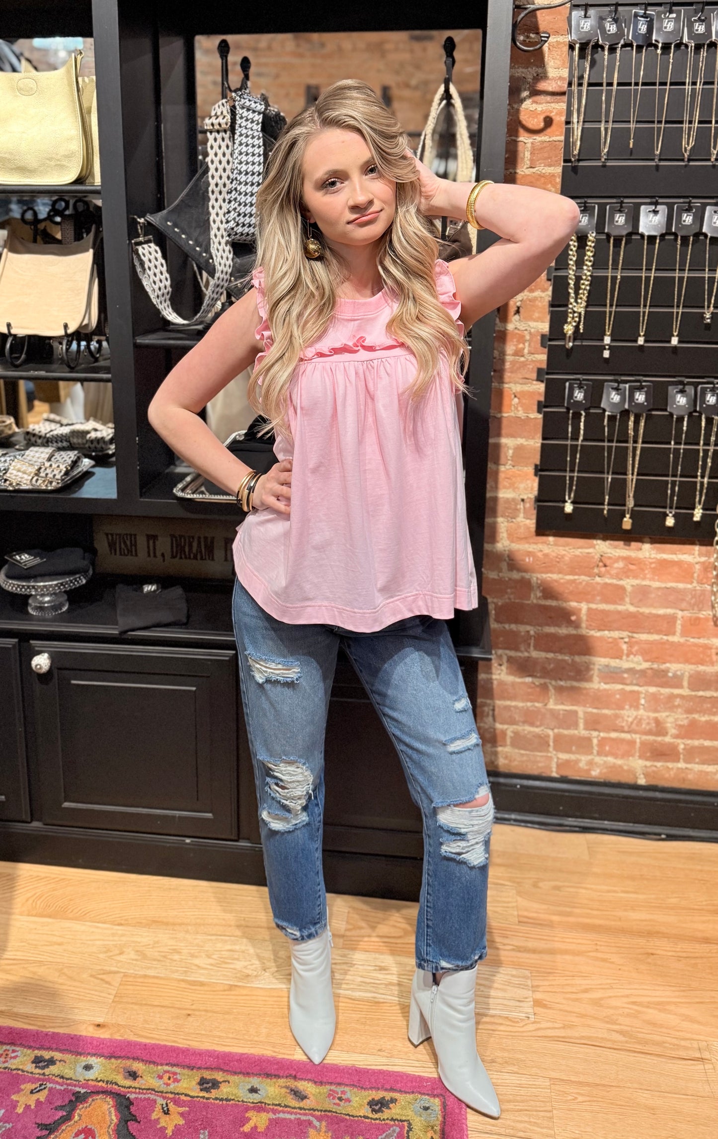 Pink Flutter Sleeve Top