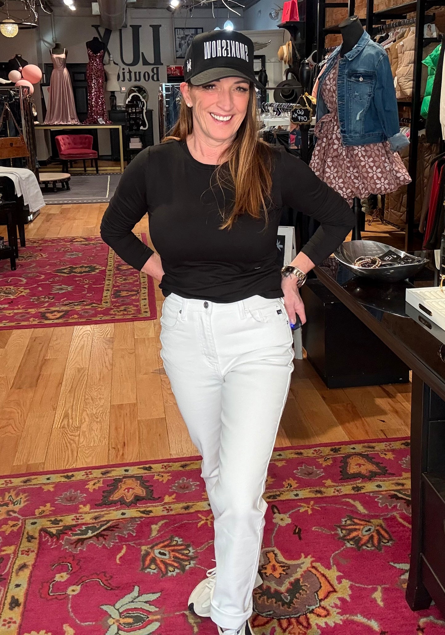 Kancan High Rise Slim White Straight Leg Jeans