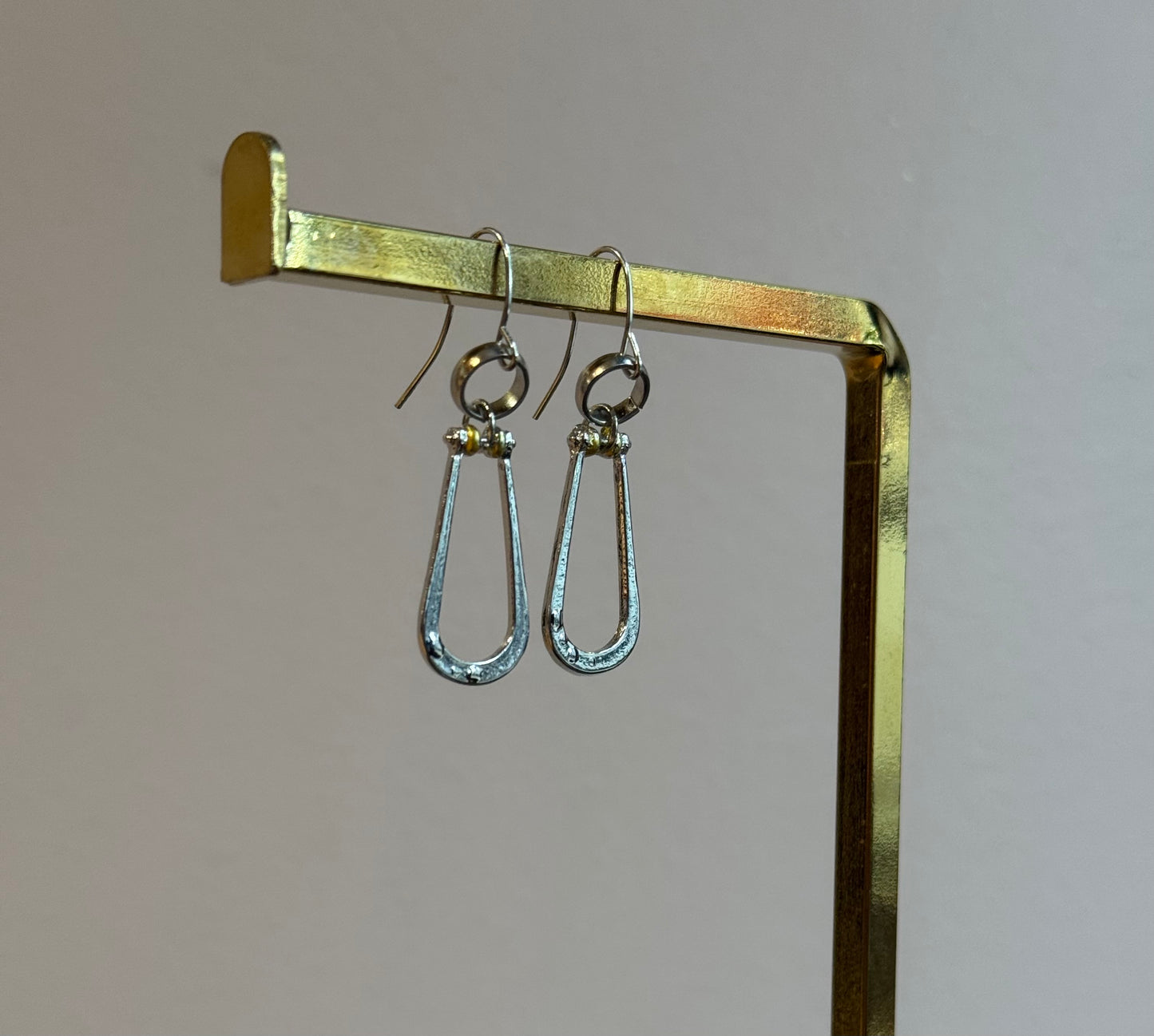 Gold and Silver Rustic Dangle Earrings