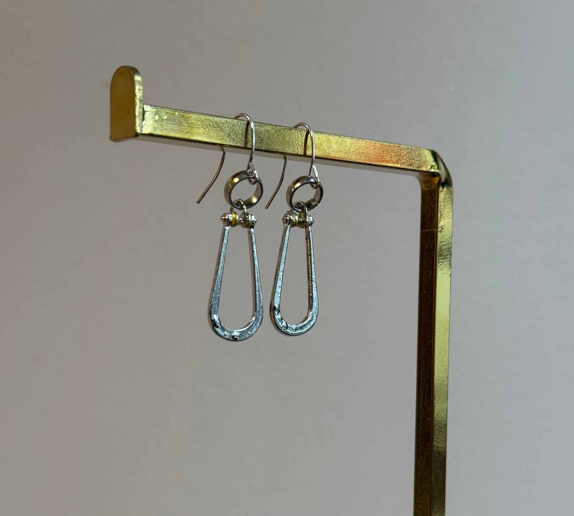 Gold and Silver Rustic Dangle Earrings