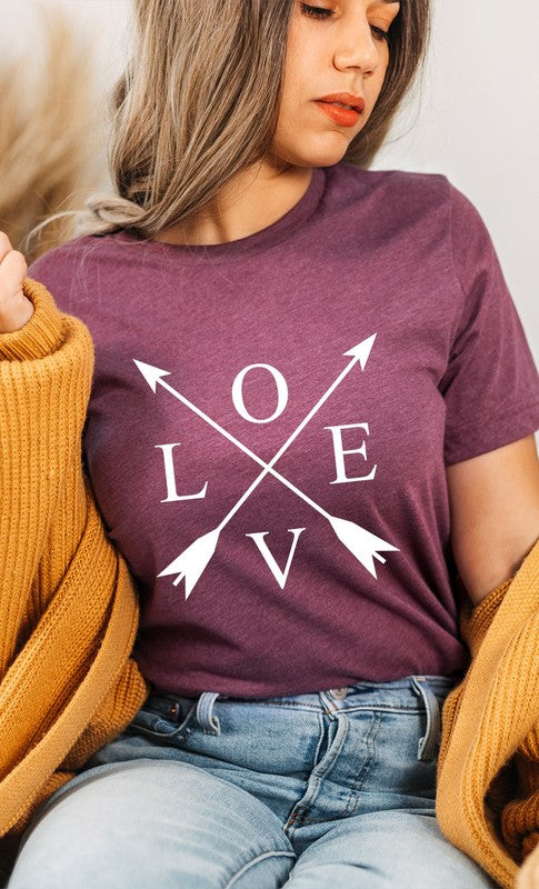 Heather Purple Love and Arrows Graphic Tee