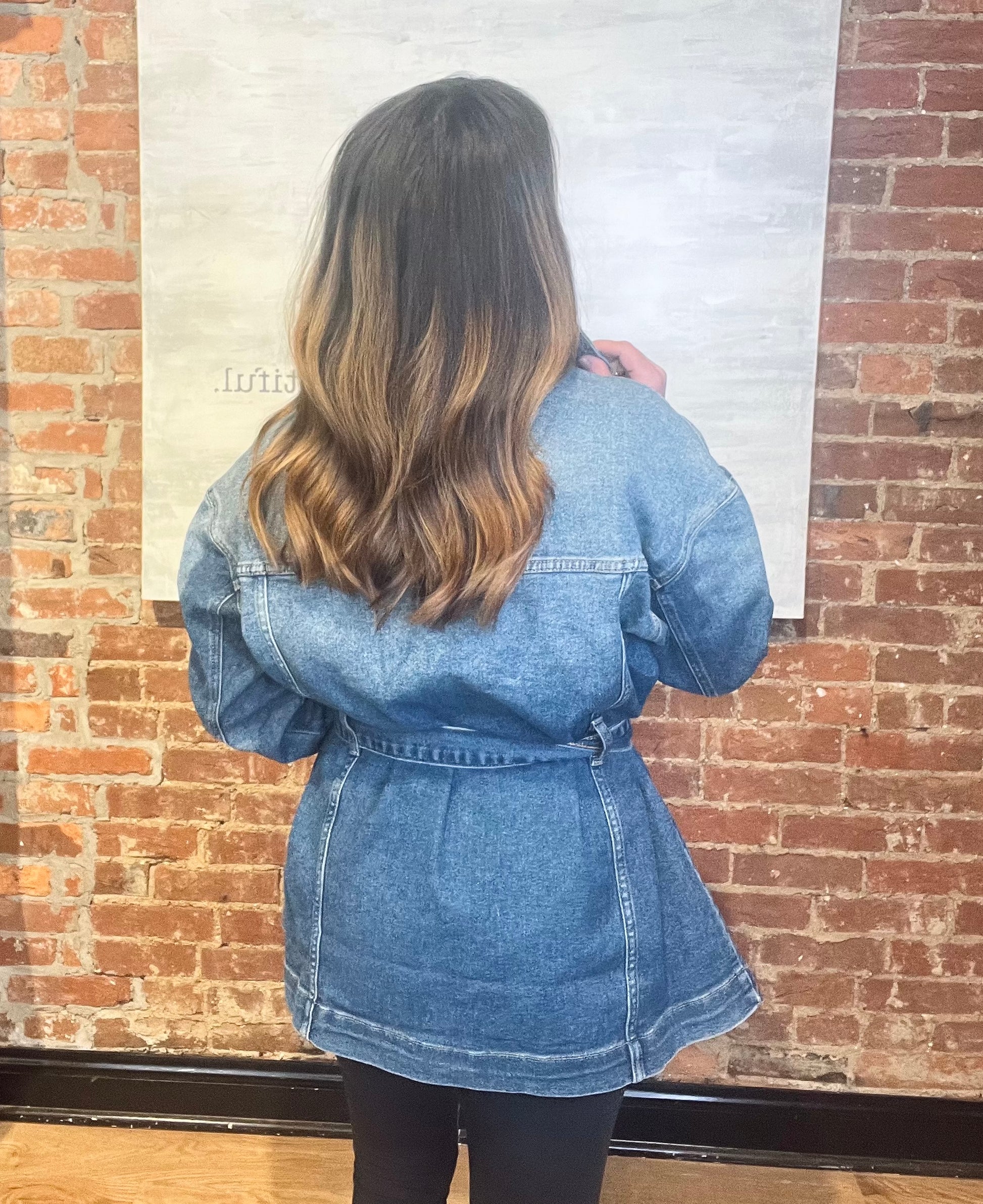 Medium Denim Belted Jacket
