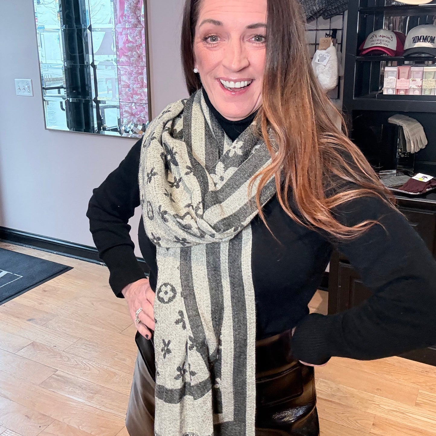 Designer Inspired Monogram Pattern Scarf