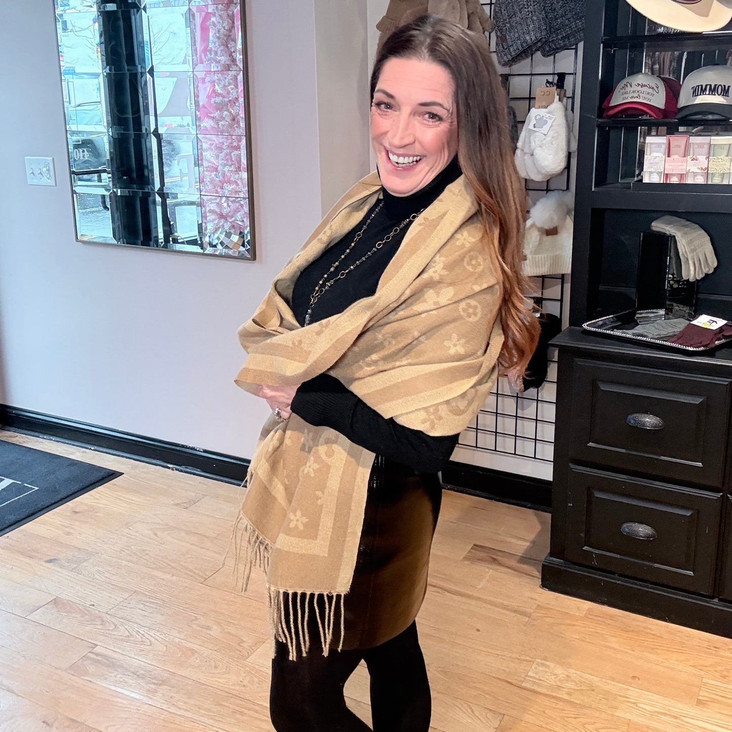 Designer Inspired Monogram Pattern Scarf