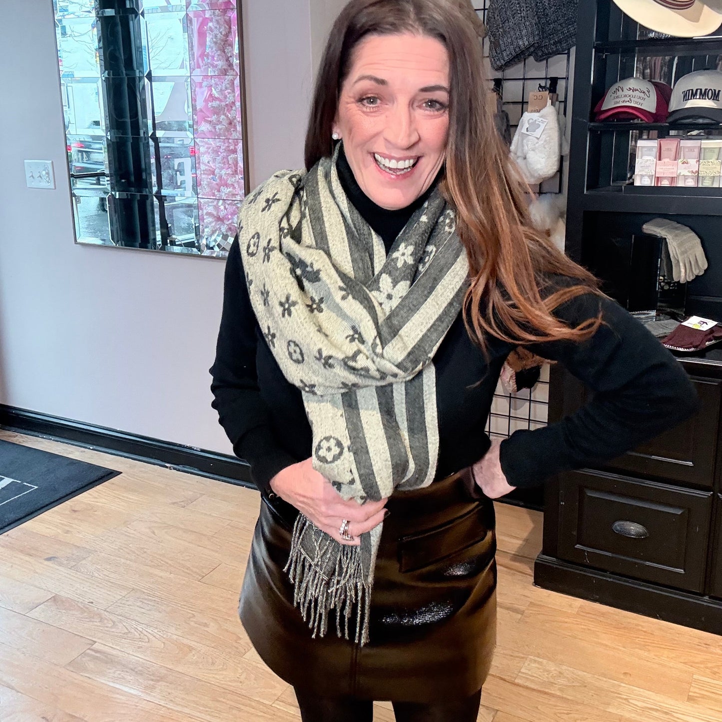 Designer Inspired Monogram Pattern Scarf