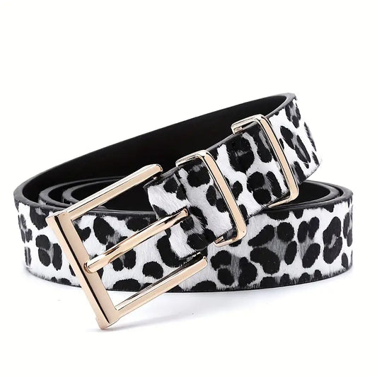 White Leopard Print Belt 