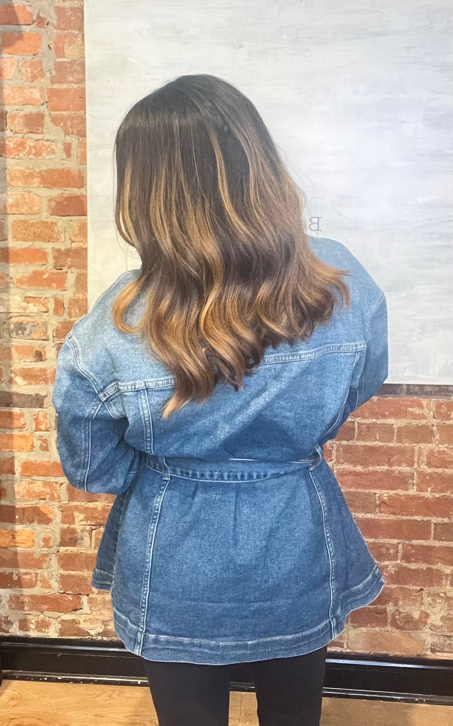 Medium Denim Belted Jacket