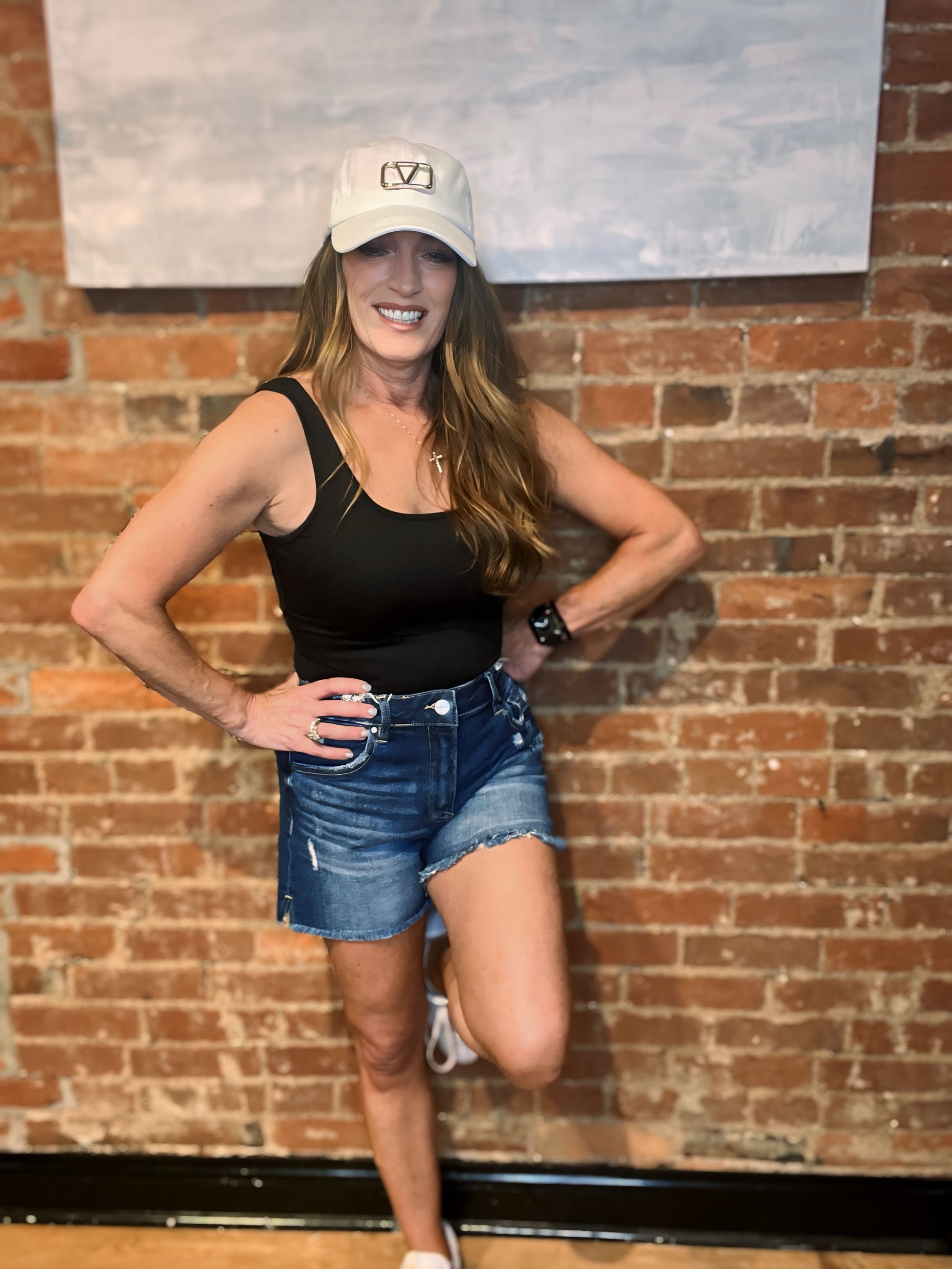 Risen Mid Rise Distressed Denim Shorts