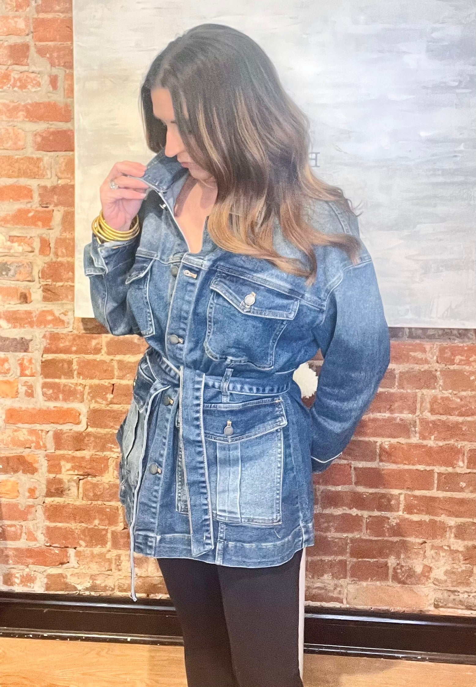 Medium Denim Belted Jacket