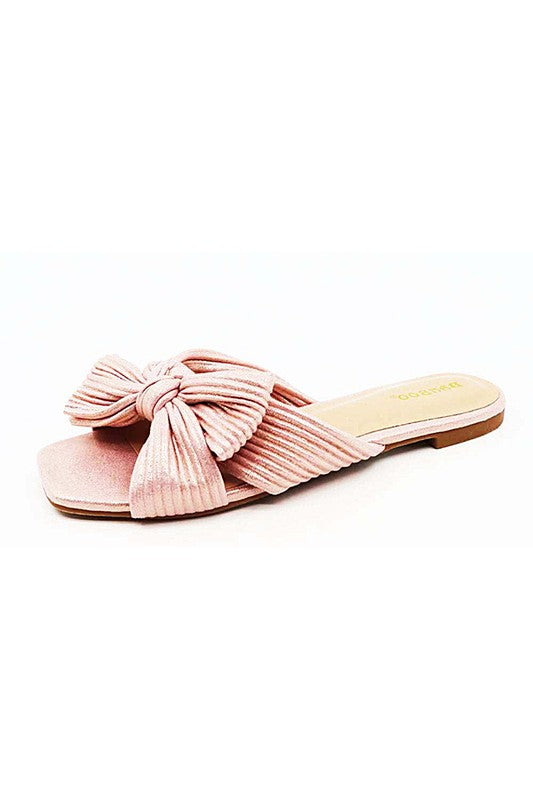 Blush Slip On Bow Sandals