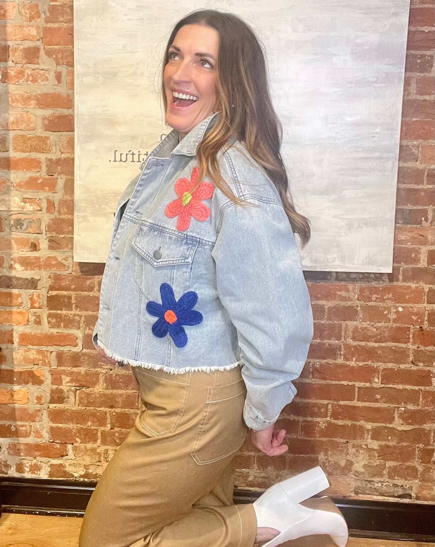 Flower Embroidered Denim Jacket