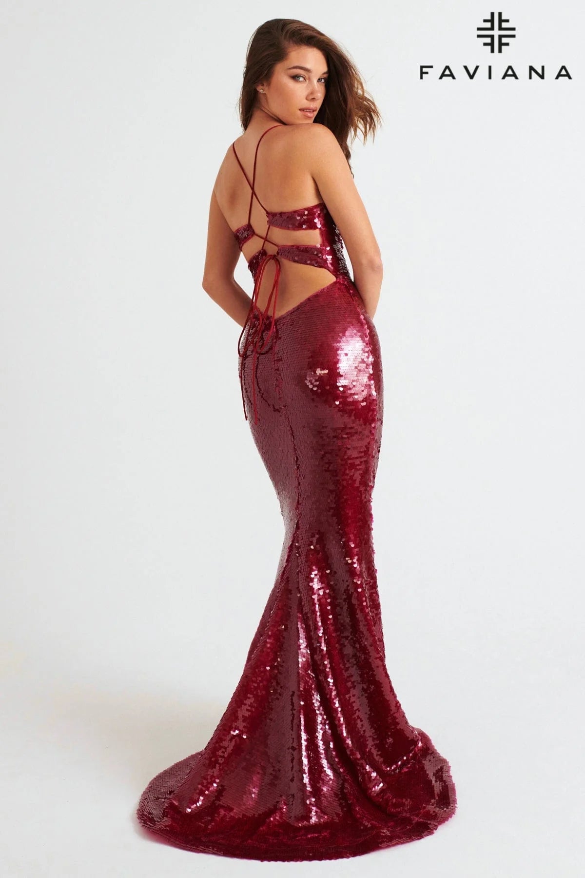 Raspberry Sequins Faviana Prom 11261
