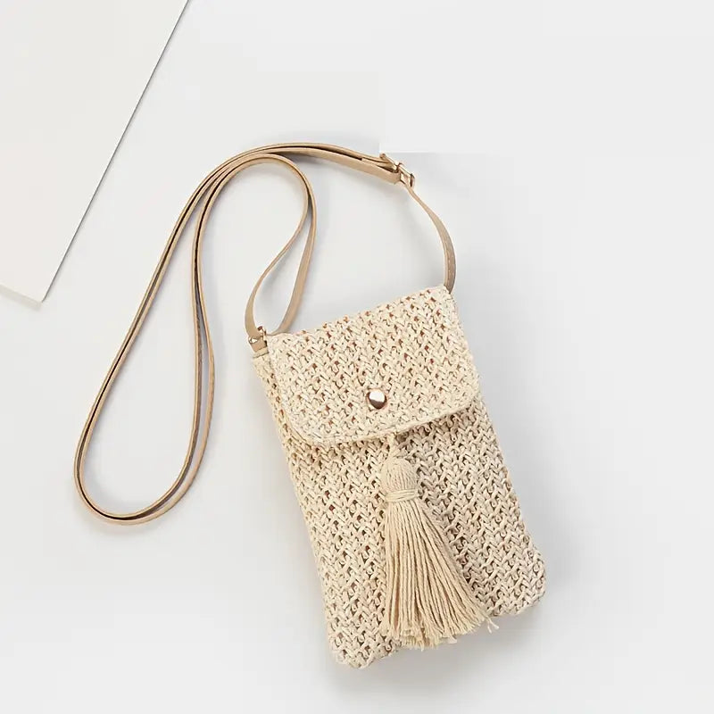 White Mini Shoulder Bag made from Braided Polyester