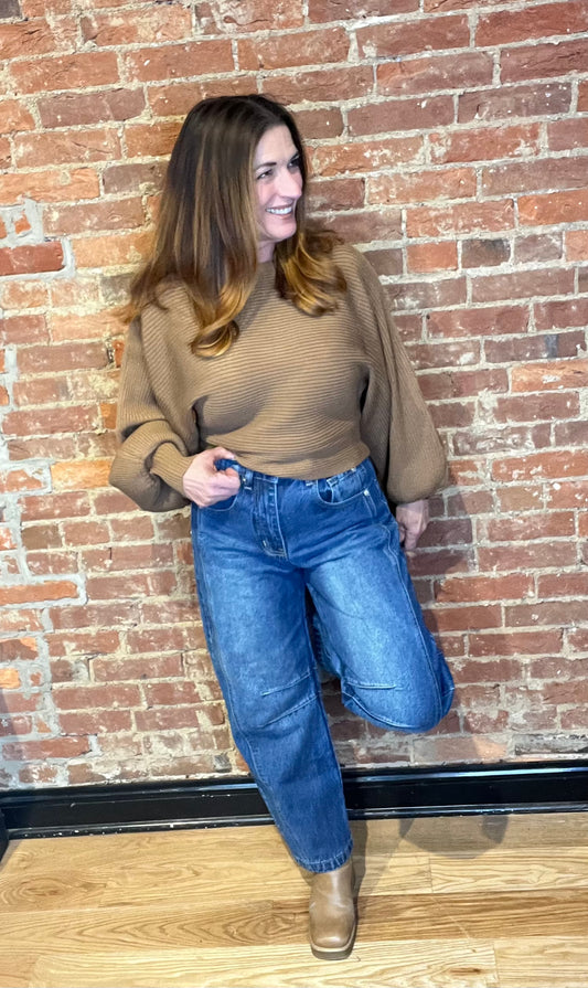 Dark Wash Francine Mid Rise Barrel Jeans